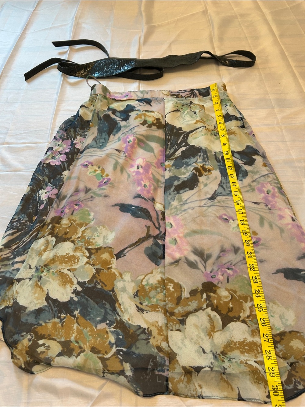 Haute Hippie Floral A-Line Skirt in Olive, Pink & Cream - Picture 12 of 13